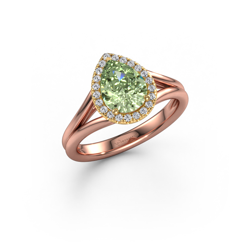 Bild von Verlobungsring Verla pear 1 585 Roségold Grüner Labor-Diamant 8x6 mm