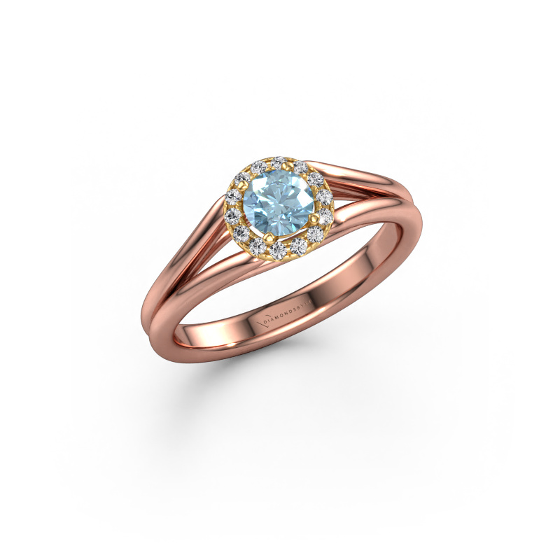 Image of Engagement ring Verla rnd 1 585 rose gold Blue lab grown diamond 4.7 mm