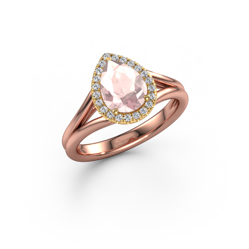 Image of Engagement ring Verla pear 1 585 rose gold Morganite champagne 8x6 mm