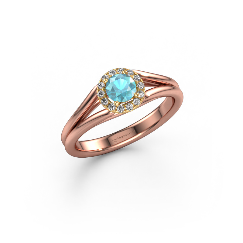 Image of Engagement ring Verla rnd 1 585 rose gold Blue topaz 4.7 mm