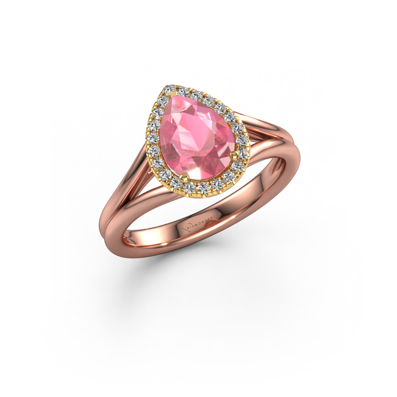 Image of Engagement ring Verla pear 1 585 rose gold Tourmaline pink 8x6 mm