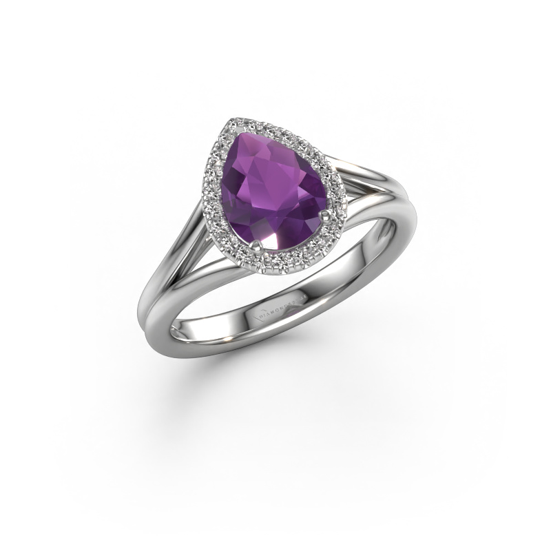 Image of Engagement ring Verla pear 1 950 platinum Amethyst 8x6 mm