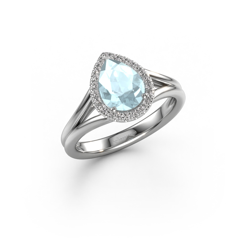 Image of Engagement ring Verla pear 1 950 platinum Aquamarine 8x6 mm