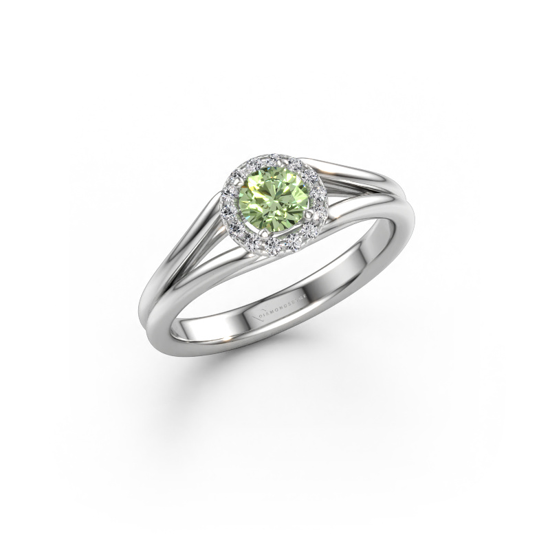 Immagine di Anello di fidanzamento Verla rnd 1 585 oro bianco Diamante lab grown verde 4.7 mm
