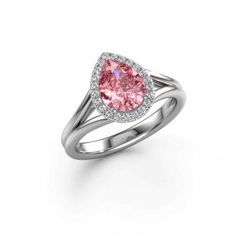Image of Engagement ring Verla pear 1 950 platinum Pink lab grown diamond 8x6 mm