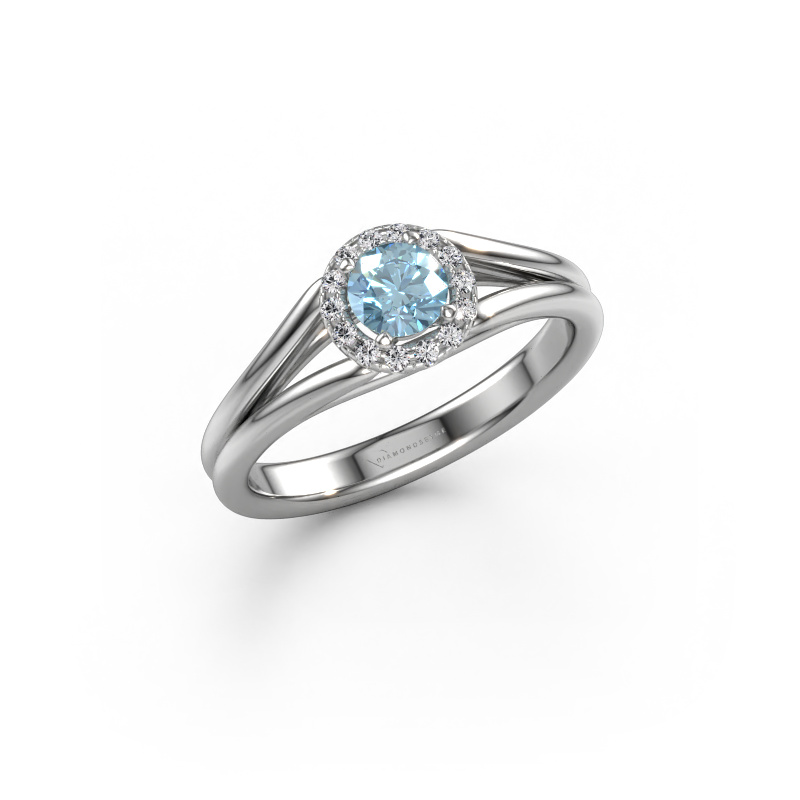 Image of Engagement ring Verla rnd 1 950 platinum Blue lab grown diamond 4.7 mm
