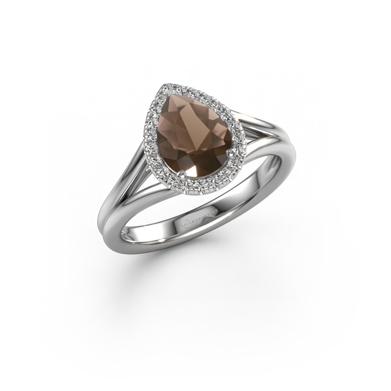 Bild von Verlobungsring Verla pear 1 950 Platin Rauchquarz 8x6 mm