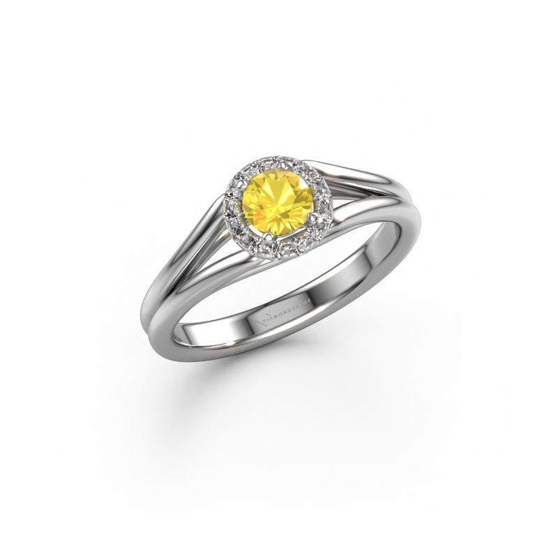 Image of Engagement ring Verla rnd 1 950 platinum Yellow sapphire 4.7 mm