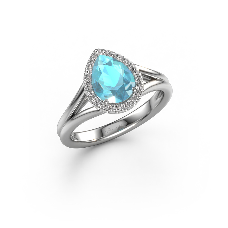 Image of Engagement ring Verla pear 1 950 platinum Blue topaz 8x6 mm