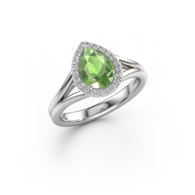 Bild av Förlovningsring Verla pear 1 585 vitt guld Grön turmalin 8x6 mm