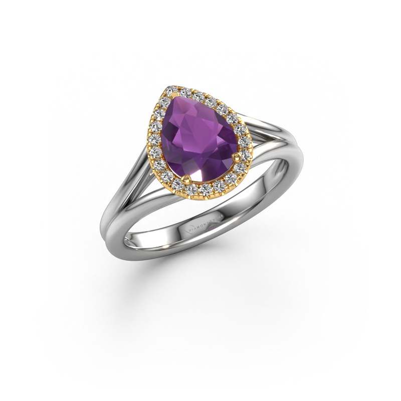 Bild von Verlobungsring Verla pear 1 585 Weißgold Amethyst 8x6 mm