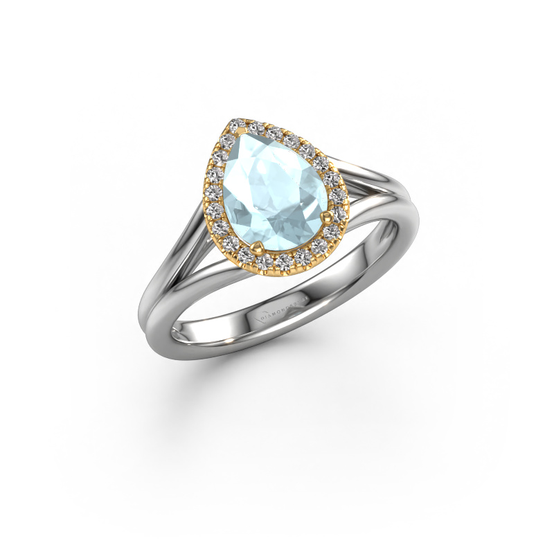 Image of Engagement ring Verla pear 1 585 white gold Aquamarine 8x6 mm