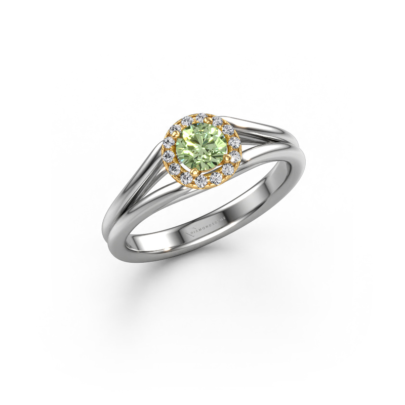 Bild von Verlobungsring Verla rnd 1 585 Weißgold Grüner Labor-Diamant 4.7 mm