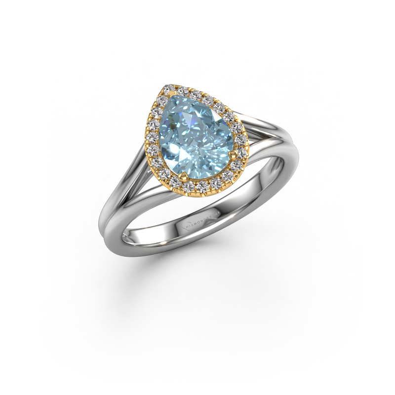 Bild von Verlobungsring Verla pear 1 585 Weißgold Blauer Labordiamant 8x6 mm