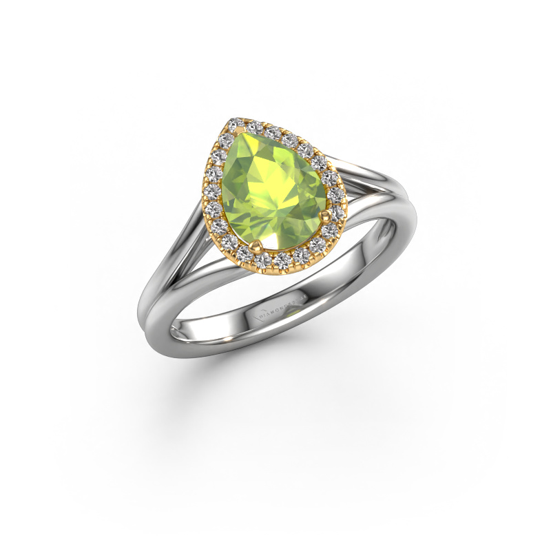 Bild von Verlobungsring Verla pear 1 585 Weißgold Peridot 8x6 mm