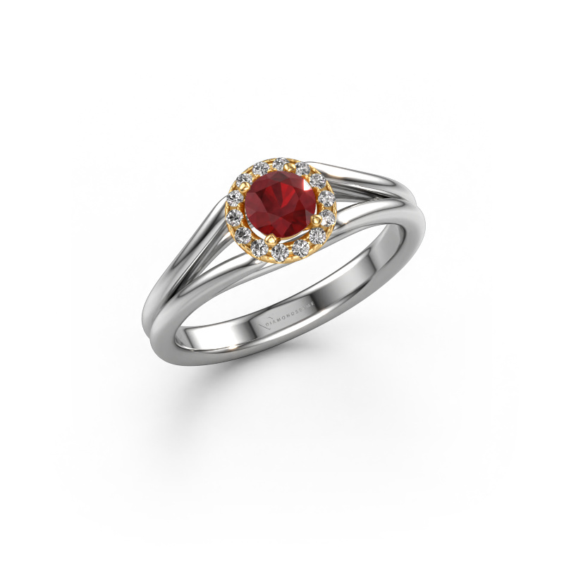Image of Engagement ring Verla rnd 1 585 white gold Ruby 4.7 mm