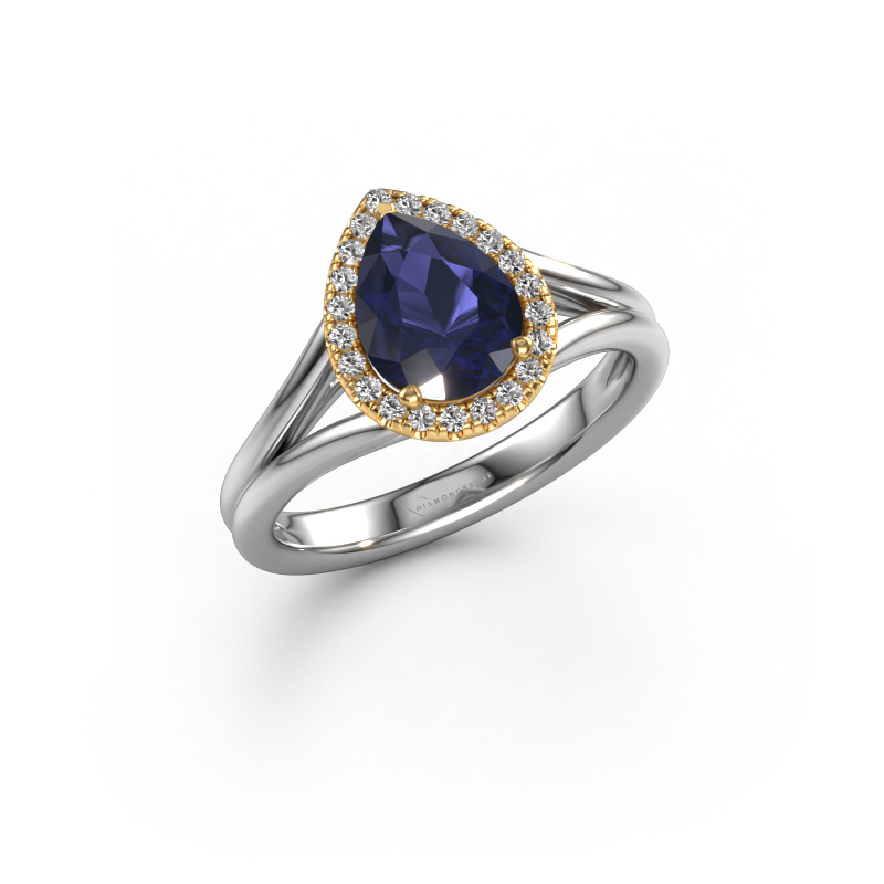 Image of Engagement ring Verla pear 1 585 white gold Sapphire 8x6 mm
