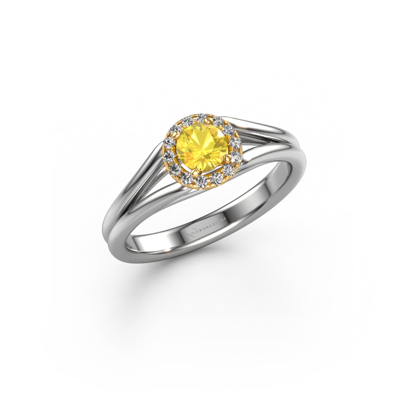 Image of Engagement ring Verla rnd 1 585 white gold Yellow sapphire 4.7 mm