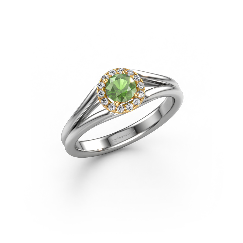 Bild von Verlobungsring Verla rnd 1 585 Weißgold Turmalin grün 4.7 mm