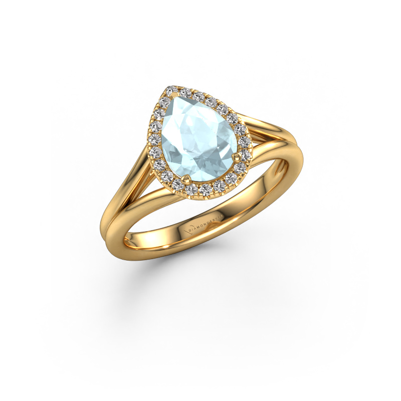 Image of Engagement ring Verla pear 1 585 gold Aquamarine 8x6 mm