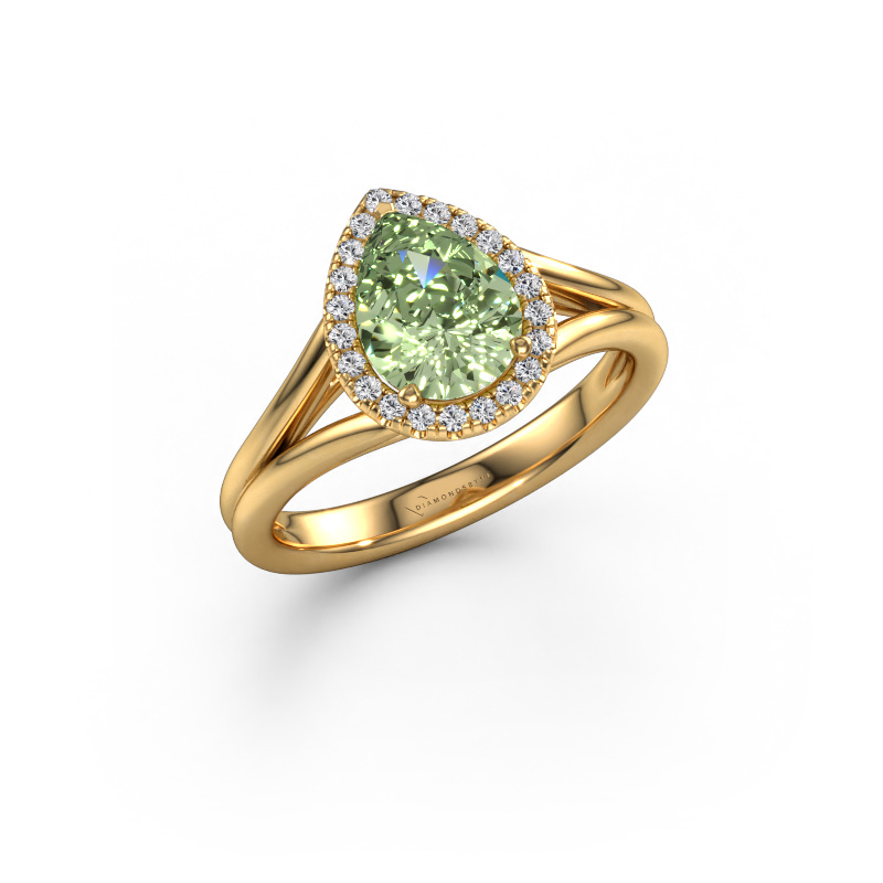 Image of Engagement ring Verla pear 1 585 gold Green lab grown diamond 8x6 mm