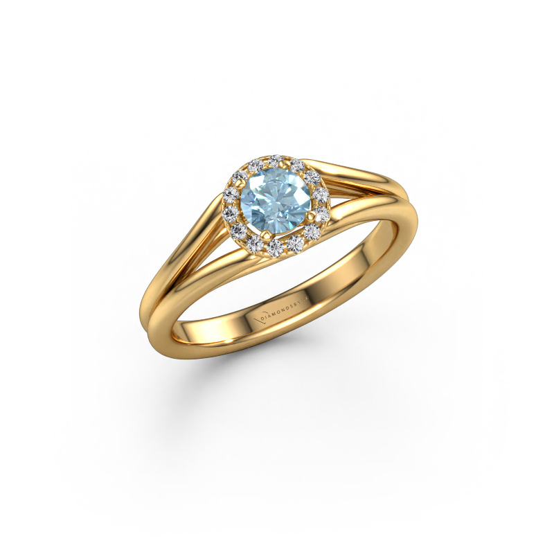 Image of Engagement ring Verla rnd 1 585 gold Blue lab grown diamond 4.7 mm