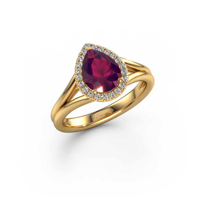 Image of Engagement ring Verla pear 1 585 gold Rhodolite 8x6 mm