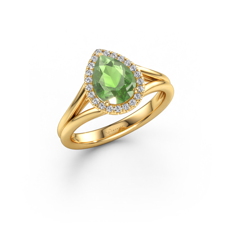 Bild von Verlobungsring Verla pear 1 585 Gold Turmalin grün 8x6 mm