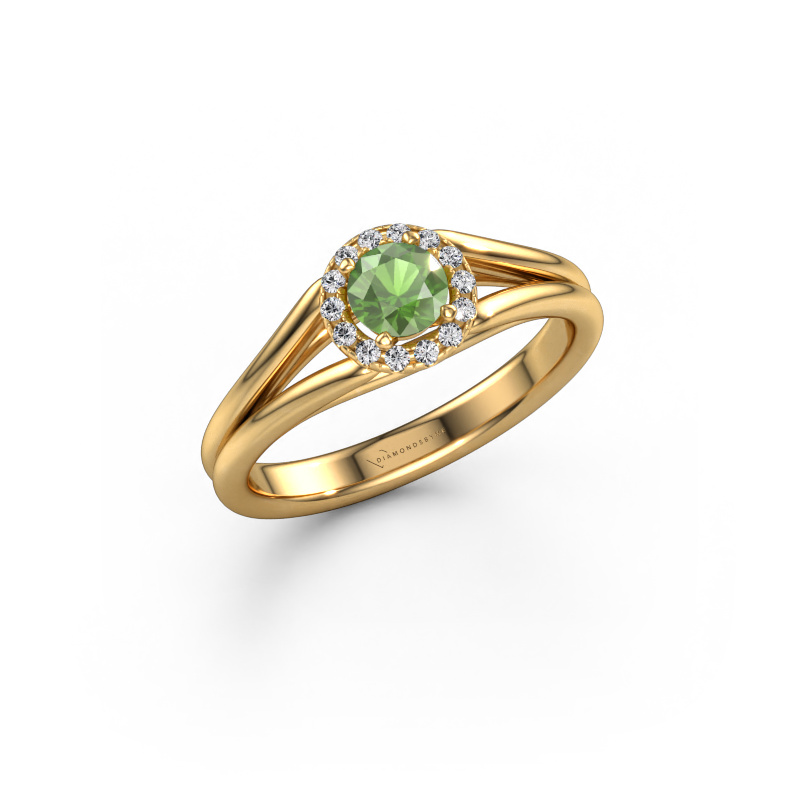 Image of Engagement ring Verla rnd 1 585 gold Tourmaline green 4.7 mm
