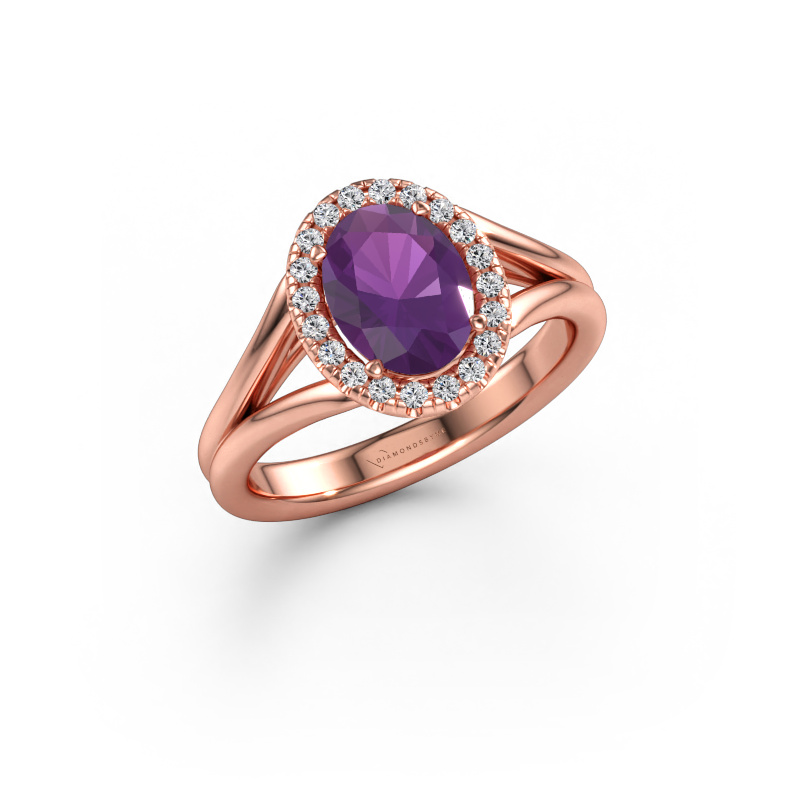 Immagine di Anello di fidanzamento Verla ovl 1 585 oro rosa Ametista 8x6 mm