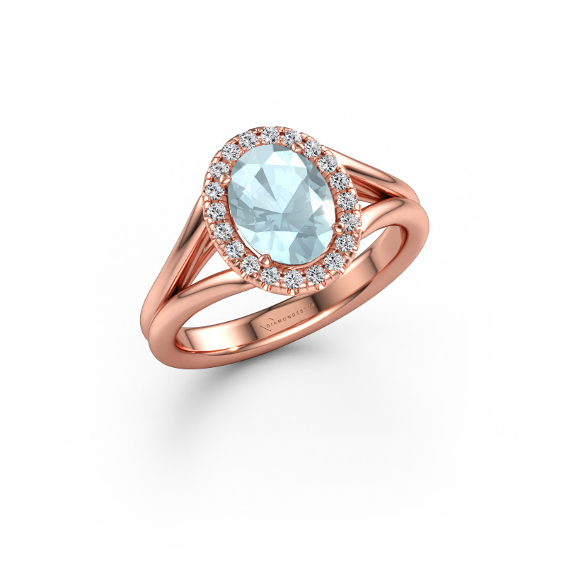 Immagine di Anello di fidanzamento Verla ovl 1 585 oro rosa Acquamarina 8x6 mm