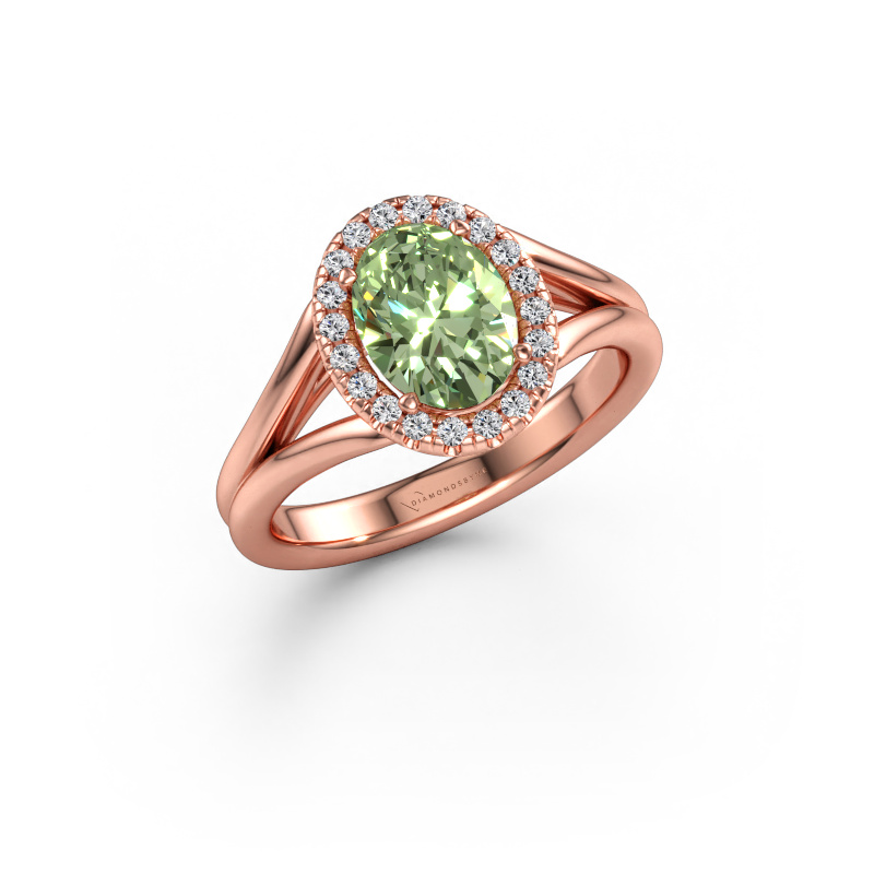 Bild av Förlovningsring Verla ovl 1 585 roséguld Grön labbodlad diamant 8x6 mm