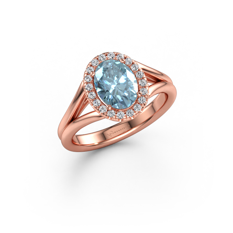 Immagine di Anello di fidanzamento Verla ovl 1 585 oro rosa Diamante lab grown blu 8x6 mm