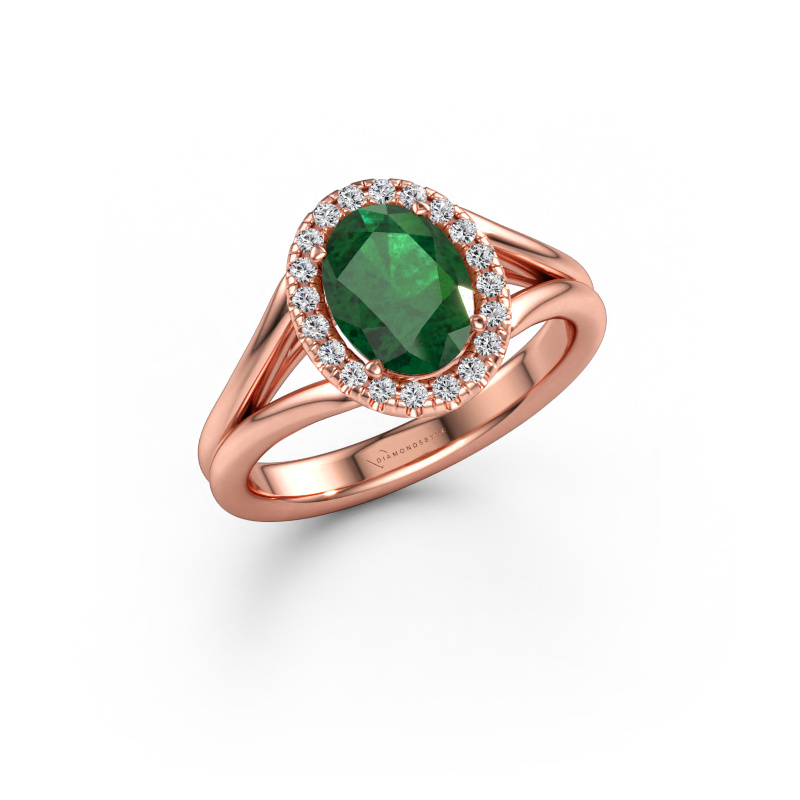 Immagine di Anello di fidanzamento Verla ovl 1 585 oro rosa Smeraldo 8x6 mm