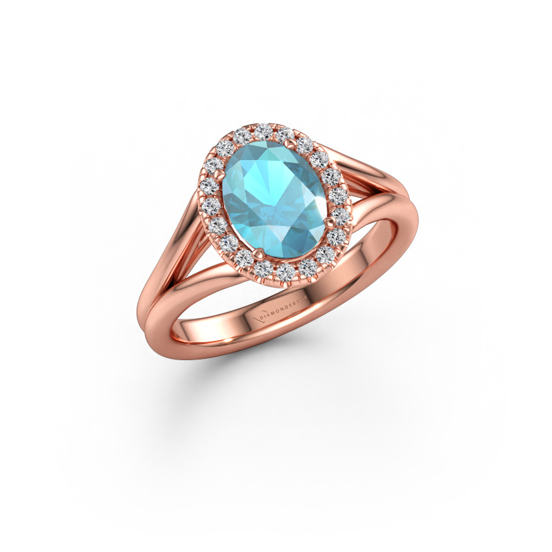 Immagine di Anello di fidanzamento Verla ovl 1 585 oro rosa Topazio blu 8x6 mm