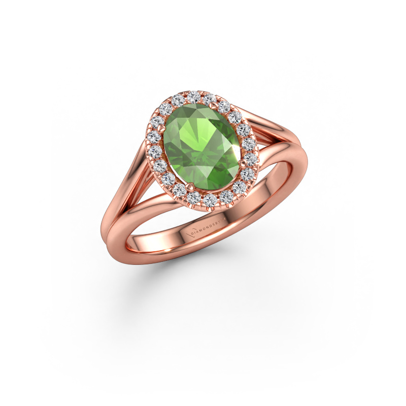 Immagine di Anello di fidanzamento Verla ovl 1 585 oro rosa Tormalina verde 8x6 mm