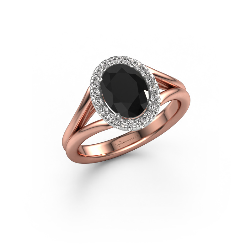 Afbeelding van Verlovingsring Verla ovl 1 585 rosé goud Zwarte diamant 1.550 crt
