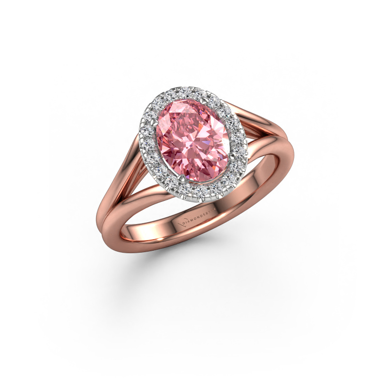 Image of Engagement ring Verla ovl 1 585 rose gold Pink lab grown diamond 8x6 mm