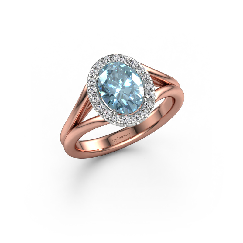 Bild von Verlobungsring Verla ovl 1 585 Roségold Blauer Labordiamant 8x6 mm