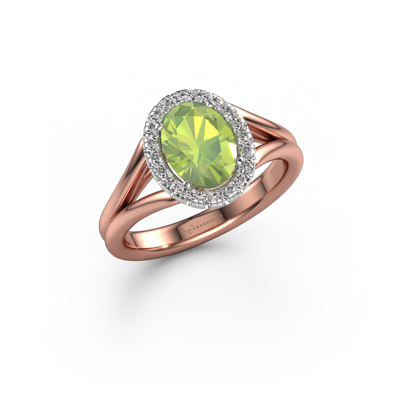 Bild von Verlobungsring Verla ovl 1 585 Roségold Peridot 8x6 mm