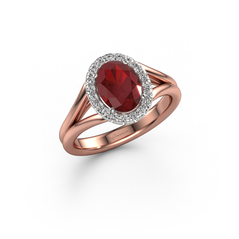 Image of Engagement ring Verla ovl 1 585 rose gold Ruby 8x6 mm