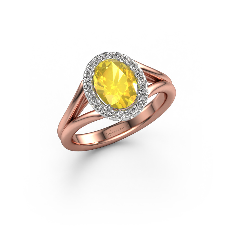 Image of Engagement ring Verla ovl 1 585 rose gold Yellow sapphire 8x6 mm