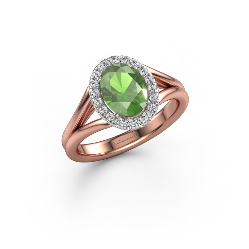 Bild von Verlobungsring Verla ovl 1 585 Roségold Turmalin grün 8x6 mm
