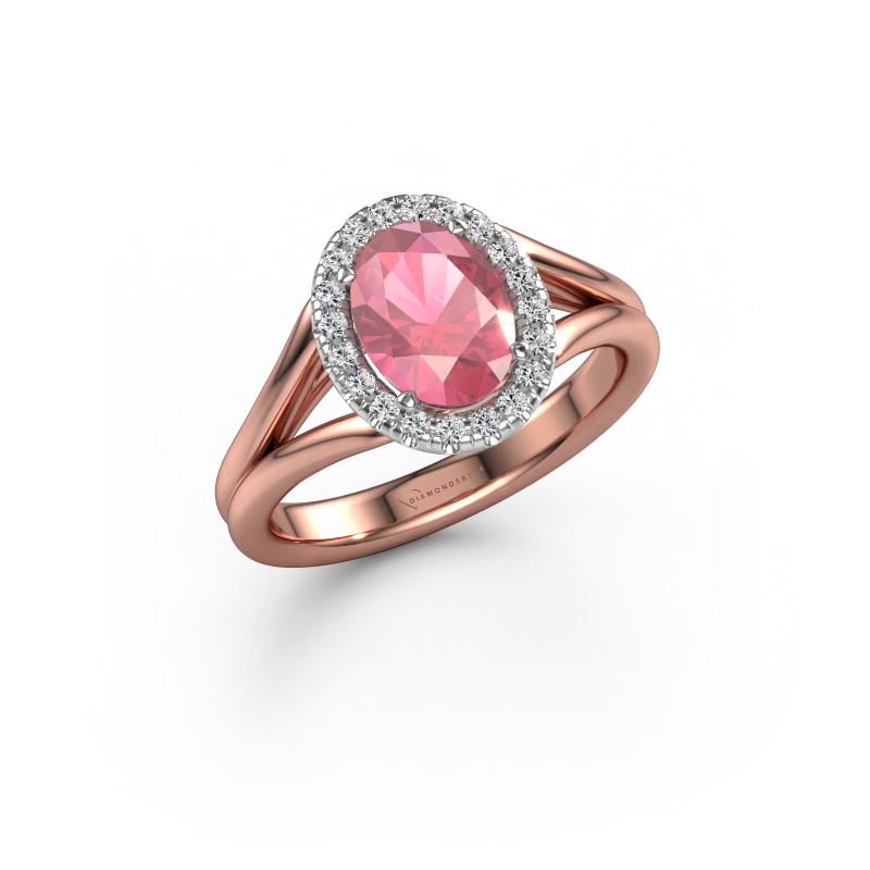 Bild von Verlobungsring Verla ovl 1 585 Roségold Turmalin rosa 8x6 mm
