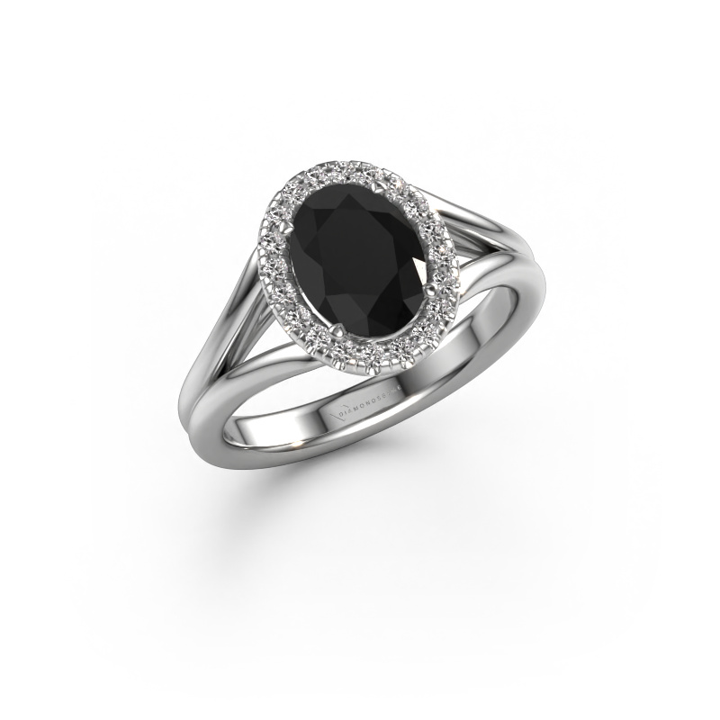 Image of Engagement ring Verla ovl 1 585 white gold Black diamond 1.550 crt