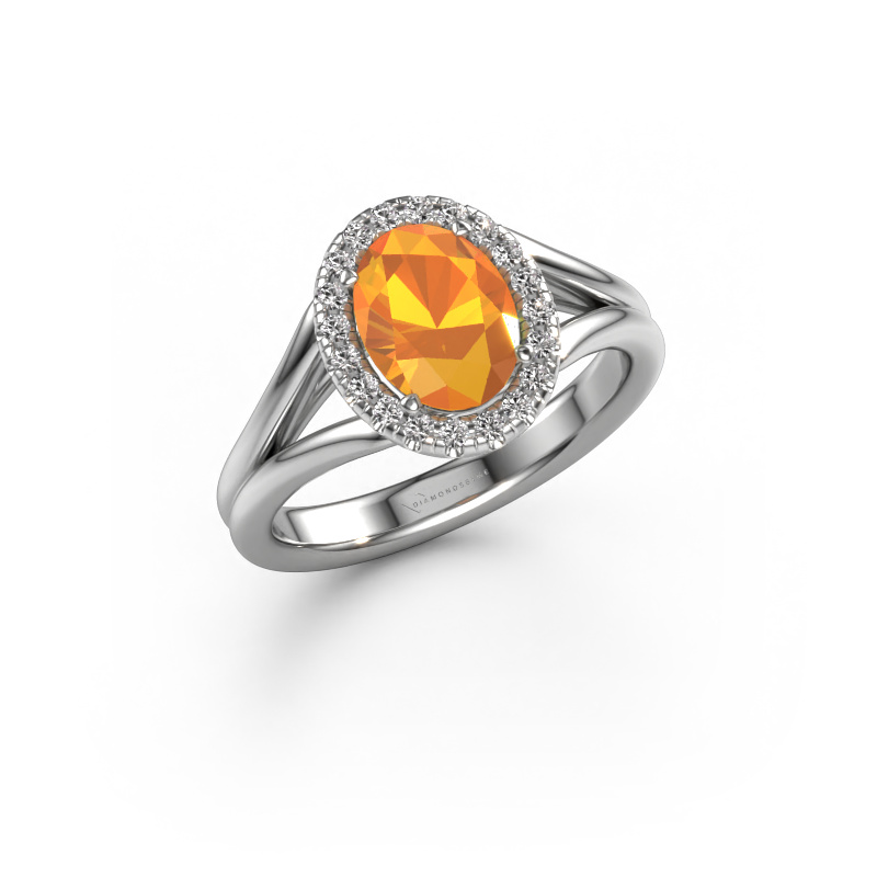 Image de Bague de fiançailles Verla ovl 1 950 platine Citrine 8x6 mm