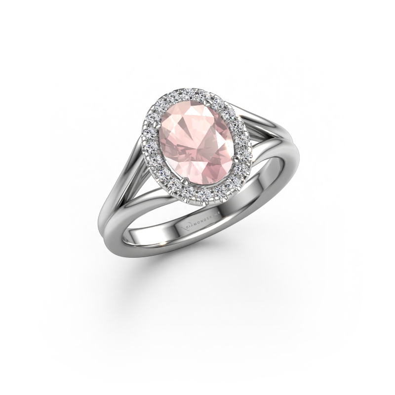 Image of Engagement ring Verla ovl 1 950 platinum Morganite champagne 8x6 mm