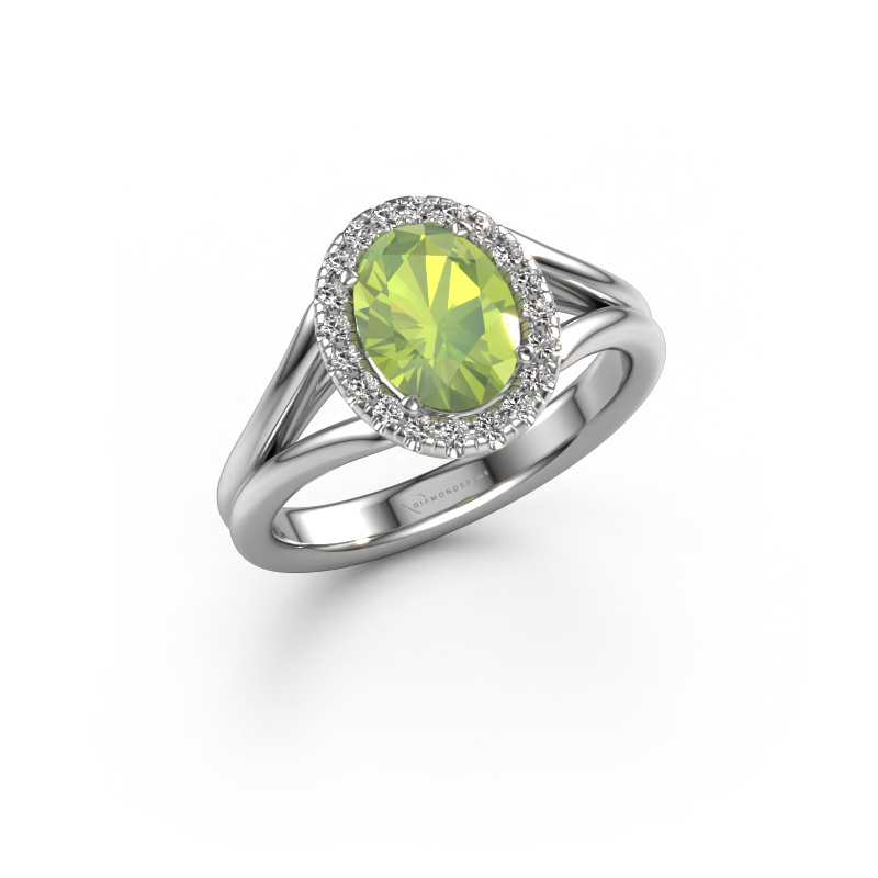Bild von Verlobungsring Verla ovl 1 585 Weißgold Peridot 8x6 mm