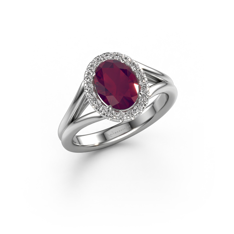 Image of Engagement ring Verla ovl 1 950 platinum Rhodolite 8x6 mm