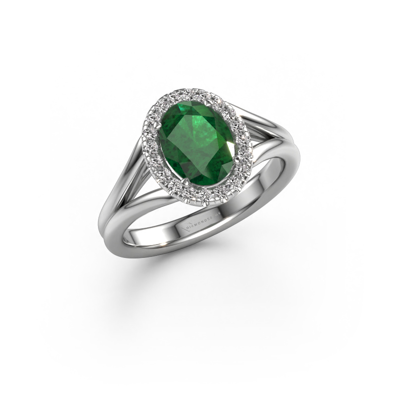 Image of Engagement ring Verla ovl 1 950 platinum Emerald 8x6 mm